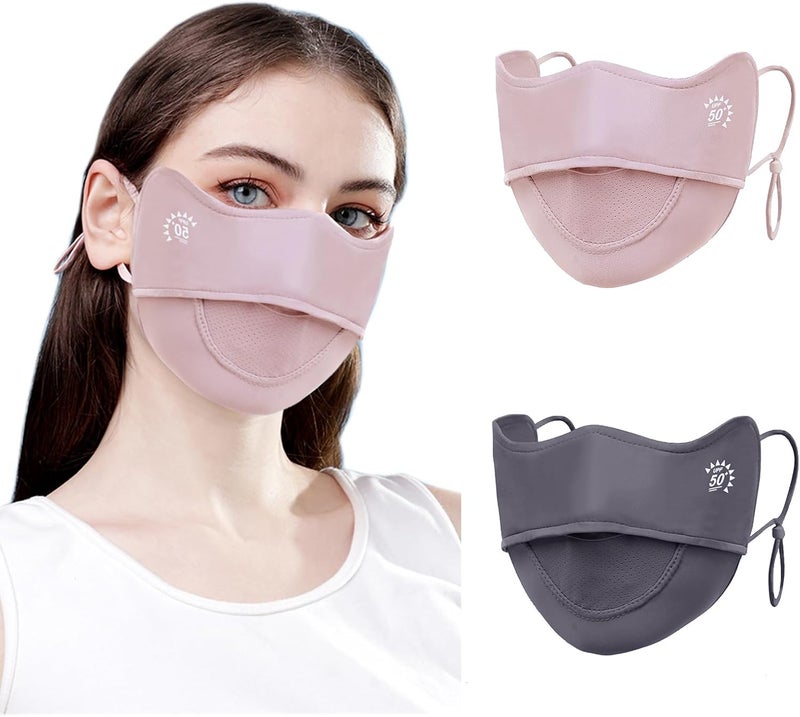 YUANST 2Pcs UV Face Mask, Sun Masks for Women, Cooling Breathable Face Cover for Outdoors, Washable Reusable - Image 1